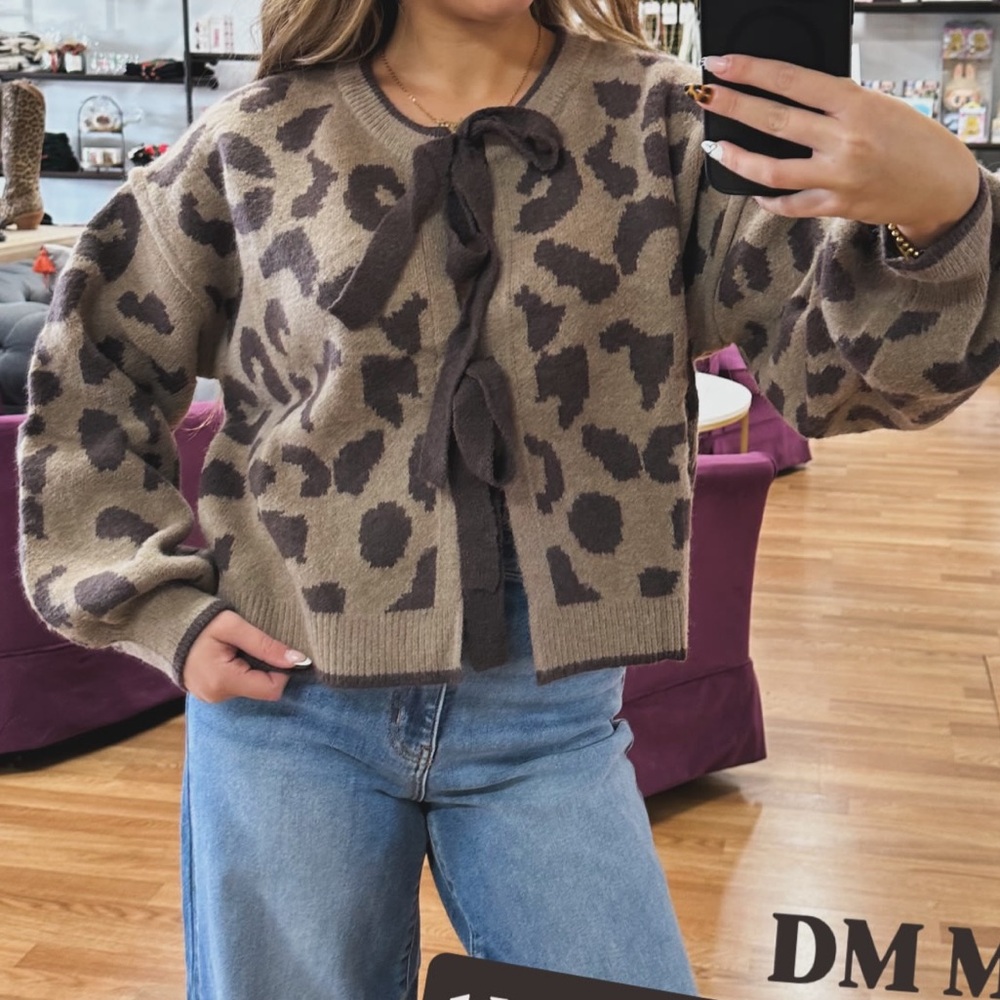 Leopard Print Cardigan Sweater-NWT